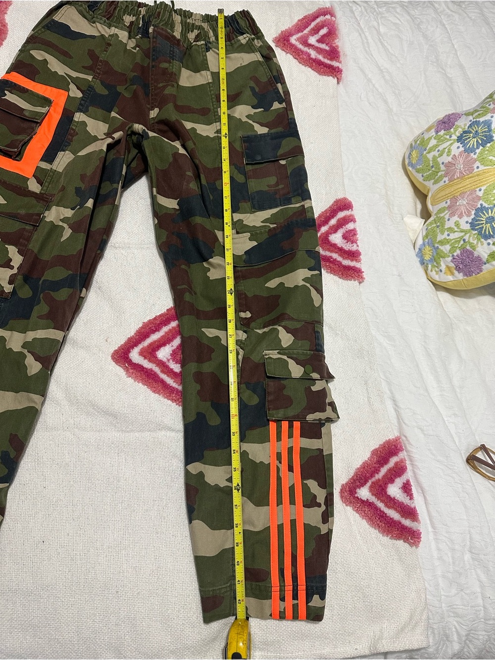 adidas Ivy Park Camo Cargo Pants with Orange Trim - Picture 16 of 16